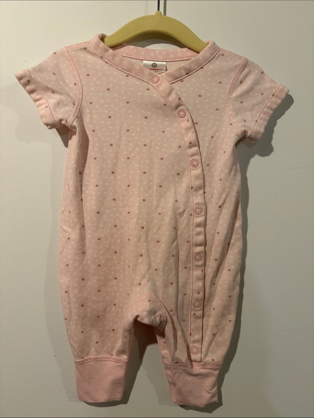 Hanna Andersson Organic Cotton Baby Girls Pink Polka Dot Onesie  3 Months